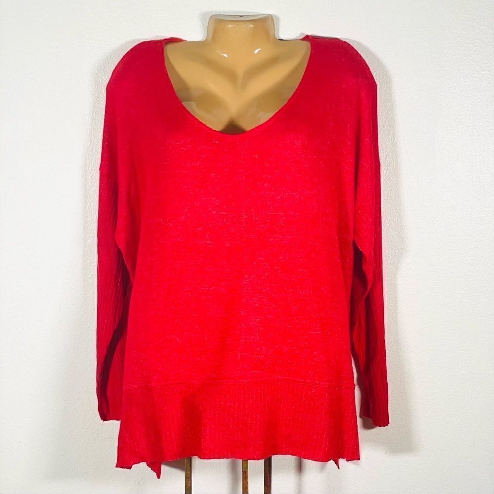 NWT Per Se 3X Plus Size Vibrant Red Coral Super Soft Long Sleeve Sweater